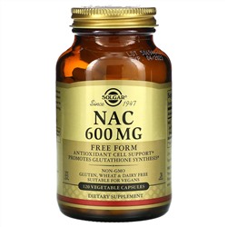 Solgar, NAC, 600 мг, 120 вегетарианских капсул