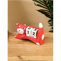 Календарь настольный «Кошка», 13×4×10 см, дерево, красный