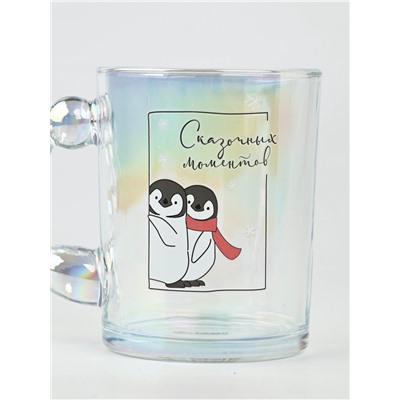 Кружка новогодняя стеклянная «Сказочных моментов», 350 мл, голография