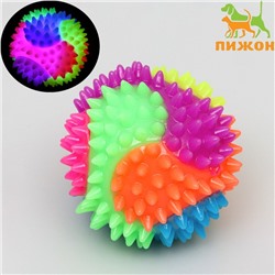 Мяч для собак светящийся, TPR, 7.5 см, микс цветов