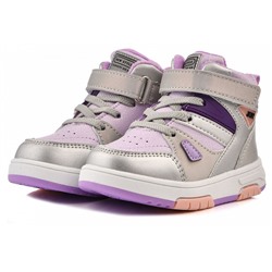 T-10702-E серебро/фиол Ботинки деми для девочек (23-28)/8