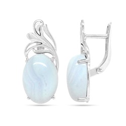 Серьги из серебра агат голубой, СПН4050