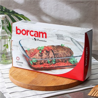 Форма для выпечки и запекания прямоугольная Paşabahçe Borcam, 2.7 л, 33.6×19×7 см, жаропрочное стекло, прозрачная
