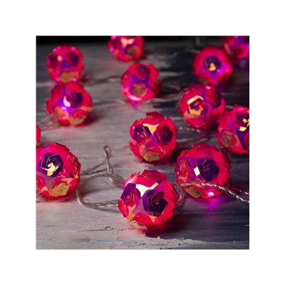 Гирлянда «Нить» 4.5 м с насадками «Цветочные шары», IP20, прозрачная нить, 15 LED, свечение белое, 220 В