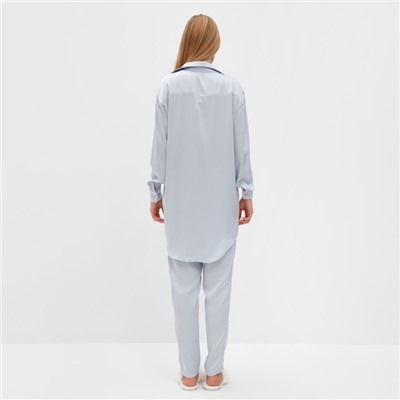 Пижама женская (рубашка, брюки) MINAKU: Light touch, голубая, размер 52