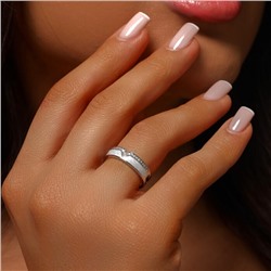 Кольцо разъемное ювелирная бижутерия, покрытие посеребрение, вставка: фианиты и перламутровая вставка, арт.219.374