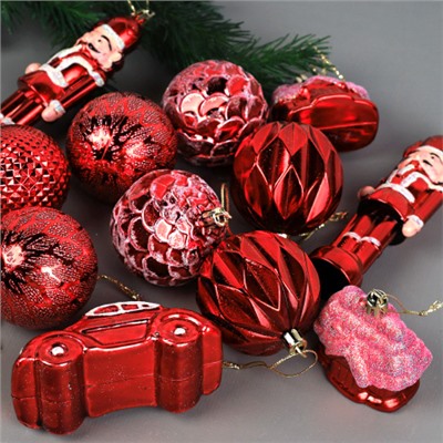 Новогоднее украшение Набор 12 штук / 2021-12 /уп 32/ красный