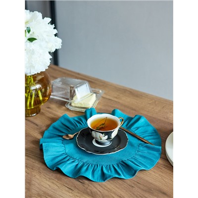 Набор салфеток «Этель», 36×36 см - 2 шт., бирюзовый, лён 48%, хлопок 52%, 206 г/м²