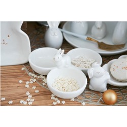 Менажница 3 ячейки Доляна «Зайка в золотом», 16.5×9 см, доломит, белая