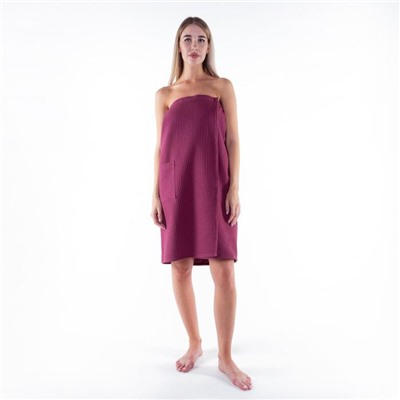 Полотенце банное Этель «Парео» с карманом 80×140 см цв. темная сирень, 100% хл, вафля 240 г/м²