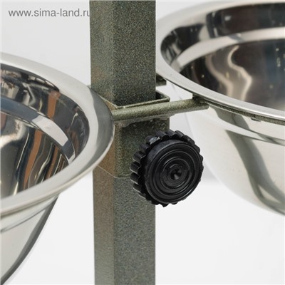 Подставка с мисками, 2×1 л, высота 40 см, разборная, зелёная