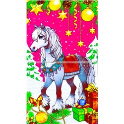 Полотенца вафельные Новогодние "Игривые Лошадки"