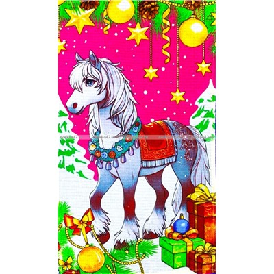 Полотенца вафельные Новогодние "Игривые Лошадки"