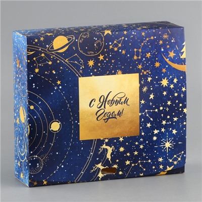 Коробка подарочная новогодняя складная «С Новым годом», 20×18×5 см, БЕЗ ЛЕНТЫ