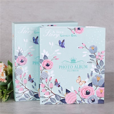 Фотоальбом 80 фото 10x15 Цветы / 9351 /уп 48/ 20 листов (Голубой)