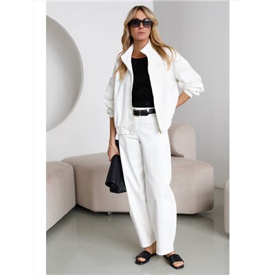 Джинсовый бомбер на молнии из эластичного денима средней плотности