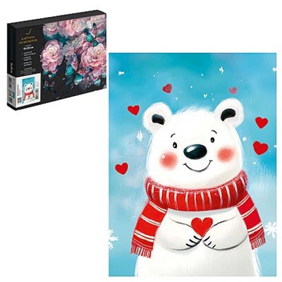 Картина по номерам 15х20 см "МИШКА В ШАРФИКЕ" живопись с красками и кистью 71241 Феникс