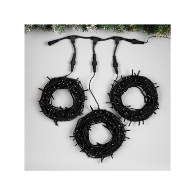 Гирлянда «Клип-лайт» 3 нити по 20 м, IP44, УМС, тёмная нить, 399 LED, свечение мульти, 8 режимов, 24 В