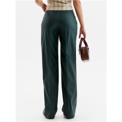 Брюки женские из экокожи MINAKU: Eco leather, зелёные, размер 42