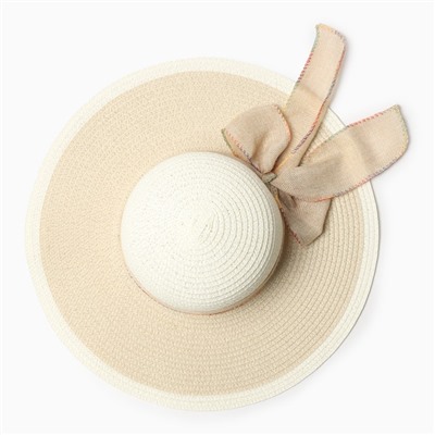 Шляпа женская MINAKU с бантом, цвет бежевый, молочный, размер 58