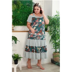 Сарафан 9112 (Листья изумруд)