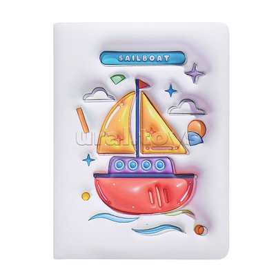 Подарочный блокнот 13,0 см * 18,0 см , 7БЦ, PU, поролон, конгрев, эффект 3D, 80л., линия, "Кораблик"