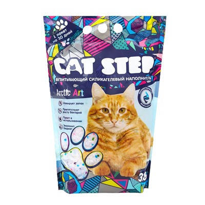 Наполнитель впитывающий силикагелевый Arctic Art, 3.8 л, CAT STEP