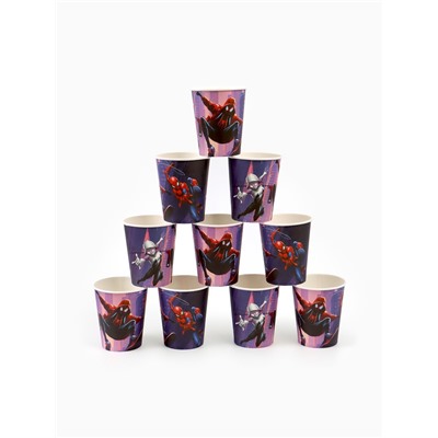 Посуда одноразовая бумажная на 10 персон: стаканы, тарелки, скатерть, Человек Паук