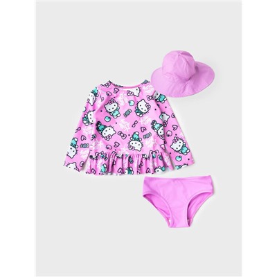 Комплект детский для девочек: плавательный костюм трикотажный, панама текстильная