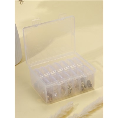Органайзер для украшений QF, антиокислительный на 14 ячеек, 16.5×12×6 см, прозрачный