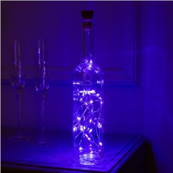 Гирлянда «Нить» 2 м роса с пробкой, IP44, серебристая нить, 20 LED, фиксинг, солнечная батарея, свечение фиолетовое