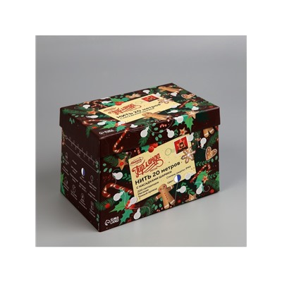 Гирлянда «Нить» 20 м с насадками «Шарики 1.5 см», IP44, тёмная нить, 200 LED, свечение бело-синее, мигание, 220 В