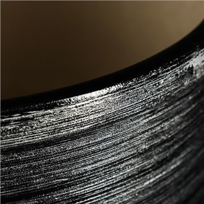 Горшок для цветов «Космос», керамический, с поддоном, 8 л, чёрный с серебряными полосками