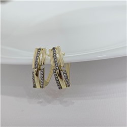 Серьги ювелирная бижутерия Итальянское золото (покрытие желтое 14к), вставка: фианиты, цвет: прозрачный, арт.216.420