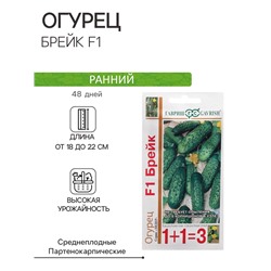 Семена Огурец корнишон "Брейк F1", серия 1+1, 20 шт
