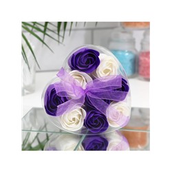 Мыльные розы, фиолетовые и белые, набор 9 шт.