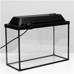 Аквариум Прямоугольный «Атолл» с крышкой, 20 л, 38×19×28/33 см, чёрный