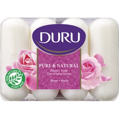 Мыло DURU Туалетное Pure&amp;Natural Rose Роза 4 шт.Х85г.