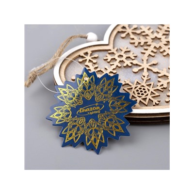 Ёлочная игрушка «Сердце в снежинках», 13×13×1 см, 3 LED, от батареек, свечение тёплое белое