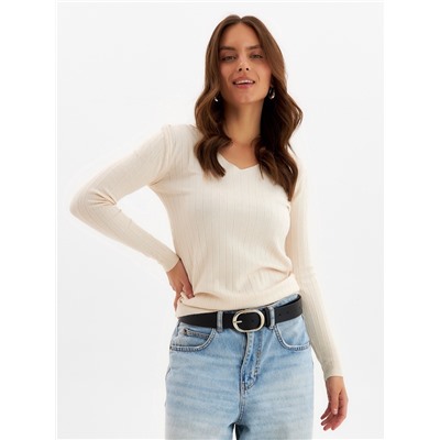 Джемпер женский с v-образным вырезом MINAKU, бежевый, размер 42-44