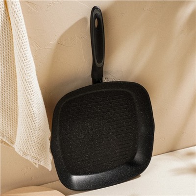 Сковорода-гриль SL Home, d=28 см, h=4.2 см, антипригарное покрытие, индукция, кованый алюминий, чёрная