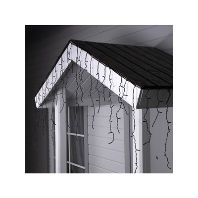 Гирлянда «Бахрома» 3×0.6 м, IP44, УМС, тёмная нить, 160 LED, свечение бело-синее, мигание, 220 В