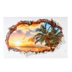 Интерьерная наклейка 3D на стену TAKE IT EASY «Закат на пляже», 90×60 см, декоративная, влагостойкая, ПВХ