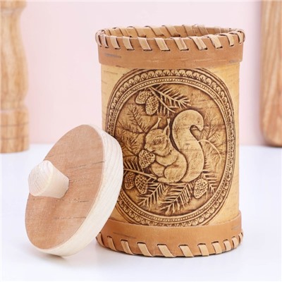 Туес «Белки», 8×8×14 см, береста