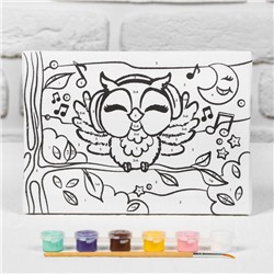 Картина по номерам для детей на подрамнике «Сова в наушниках», 21×15 см