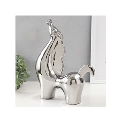 Фигурка керамика «Гордый конь», серебро, 7.5×26×31 см