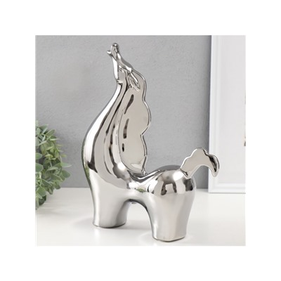 Фигурка керамика «Гордый конь», серебро, 7.5×26×31 см