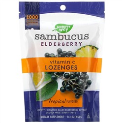 Nature's Way, Sambucus Elderberry, Vitamin C Lozenges, Tropical Flavored, 24 Lozenges