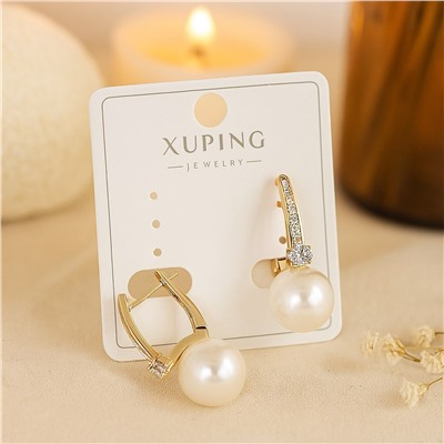 Серьги коллекция "Xuping" покрытие позолота, вставка: искусственный жемчуг и фианиты, арт.004.052