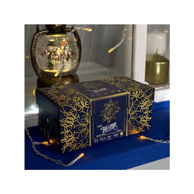 Гирлянда «Бахрома» 3×0.6 м, IP44, УМС, прозрачная нить, 160 LED, свечение жёлтое, мерцание белым, 220 В